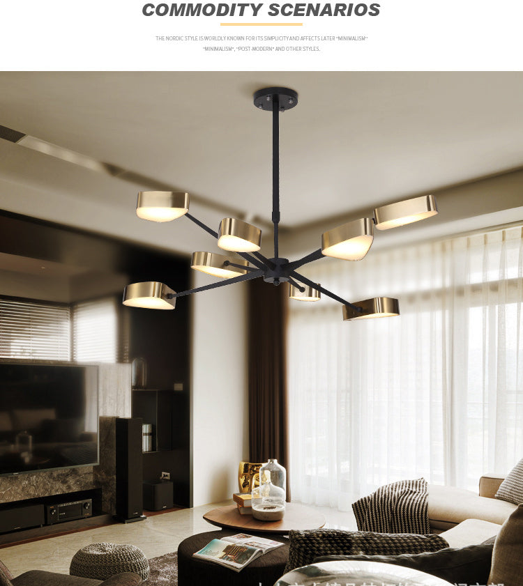 Moderno lampada lampadario triangolare in metallo soggiorno lampadario a pendente a led in oro