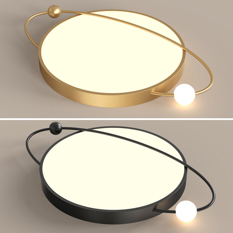 Nordic Metal Flush Mount Light Fixture Saturn Flush Mount Spotlight with White Acrylic Shade for Bedroom