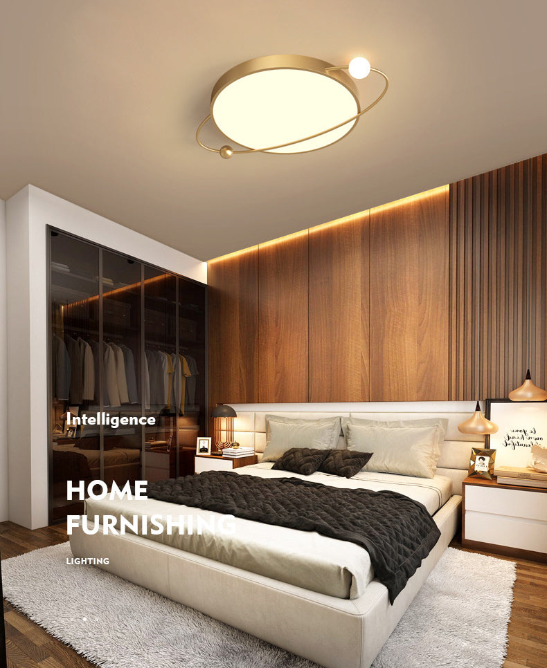 Nordic Metal Flush Mount Light Fixture Saturn Flush Mount Spotlight with White Acrylic Shade for Bedroom