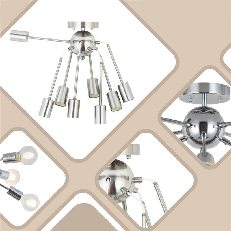 8 Light Ceiling Lighting Retro Iron Sputnik Design Semi Flush Mount Lighting for Living Room