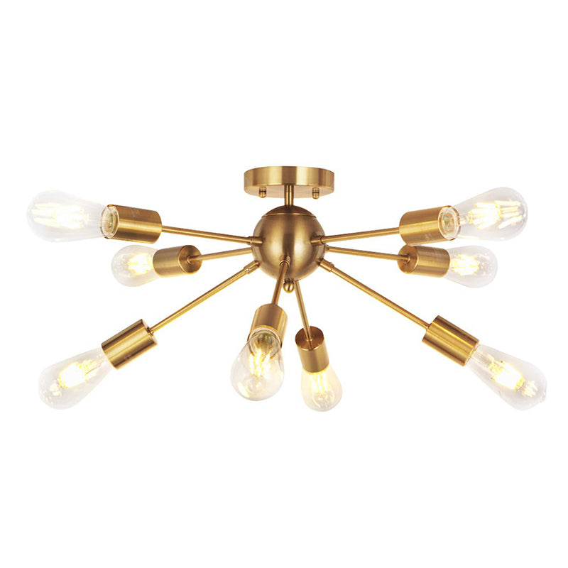 8 Light Ceiling Lighting Retro Iron Sputnik Design Semi Flush Mount Lighting for Living Room