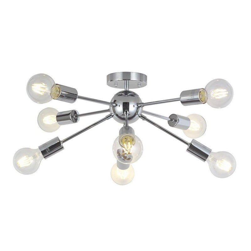8 Light Ceiling Lighting Retro Iron Sputnik Design Semi Flush Mount Lighting for Living Room