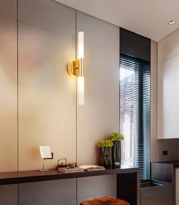 Simplicité moderne mural tubulaire éclairage en verre blanc lampe murale murale pour chambre à coucher