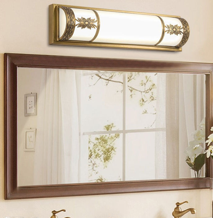 Traditional Linear Wall Mounted Lamps Milky Glass Wall Mount Light Fixture for Bathroom