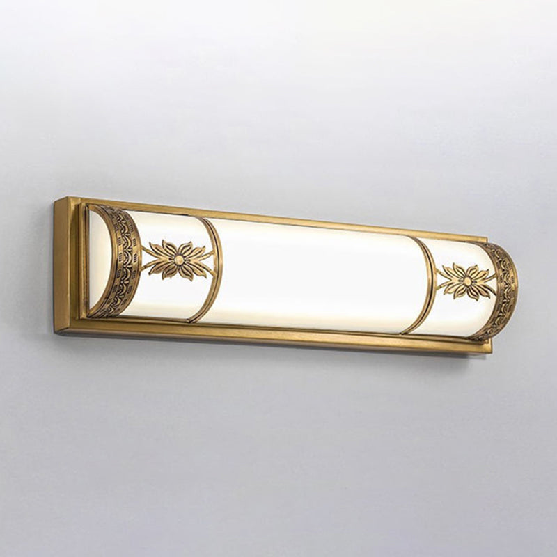 Traditional Linear Wall Mounted Lamps Milky Glass Wall Mount Light Fixture for Bathroom