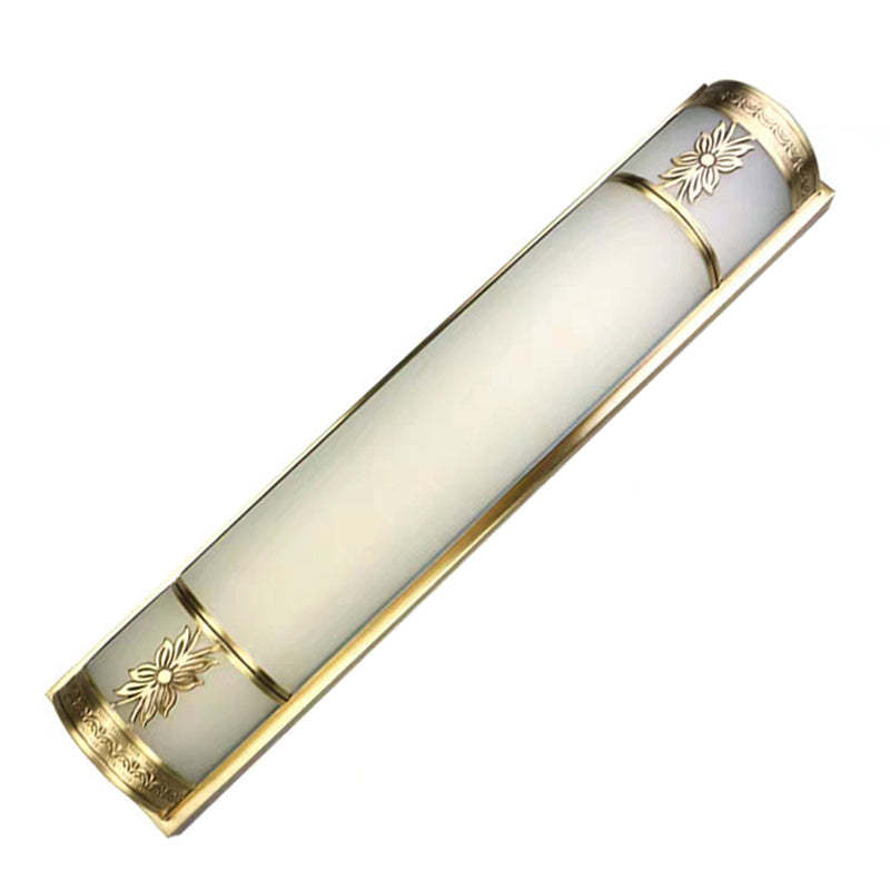 Traditional Linear Wall Mounted Lamps Milky Glass Wall Mount Light Fixture for Bathroom