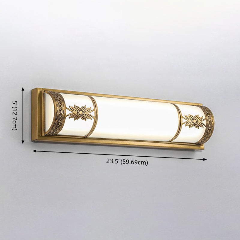 Traditional Linear Wall Mounted Lamps Milky Glass Wall Mount Light Fixture for Bathroom