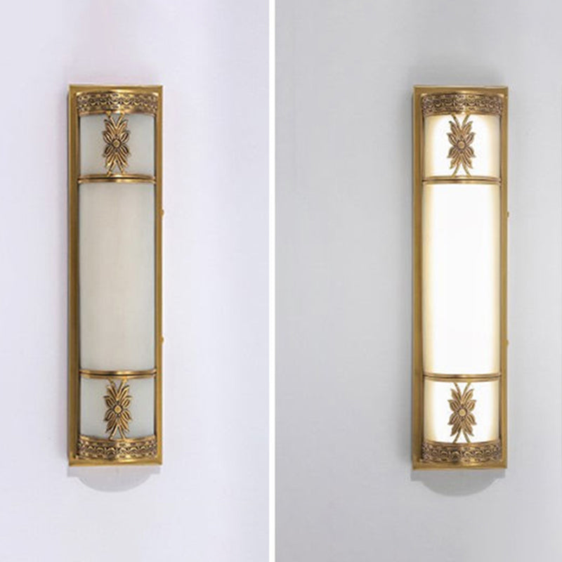 Traditional Linear Wall Mounted Lamps Milky Glass Wall Mount Light Fixture for Bathroom