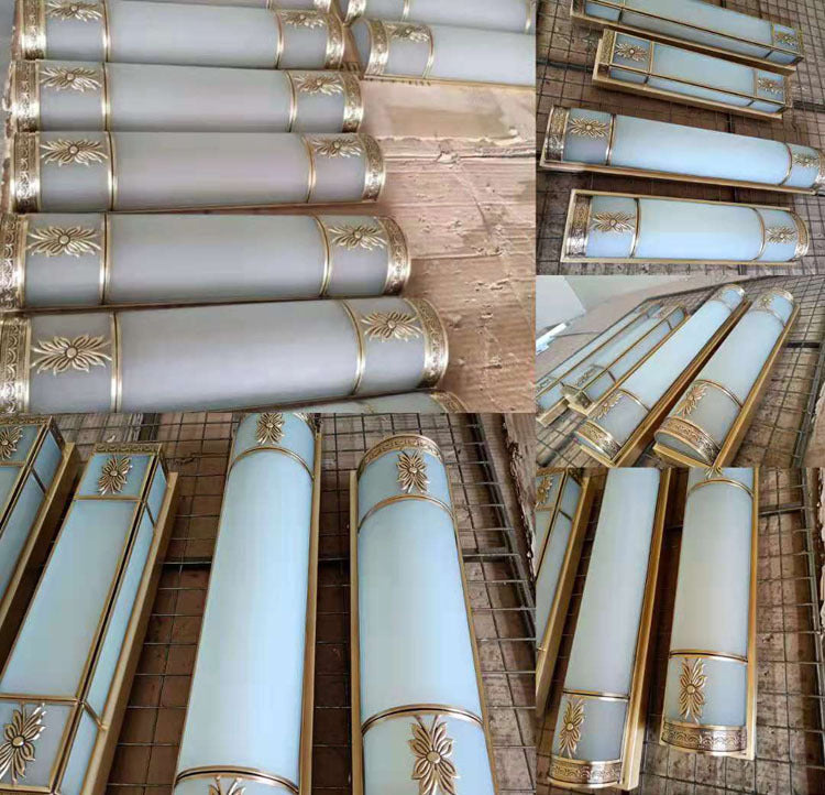 Traditional Linear Wall Mounted Lamps Milky Glass Wall Mount Light Fixture for Bathroom