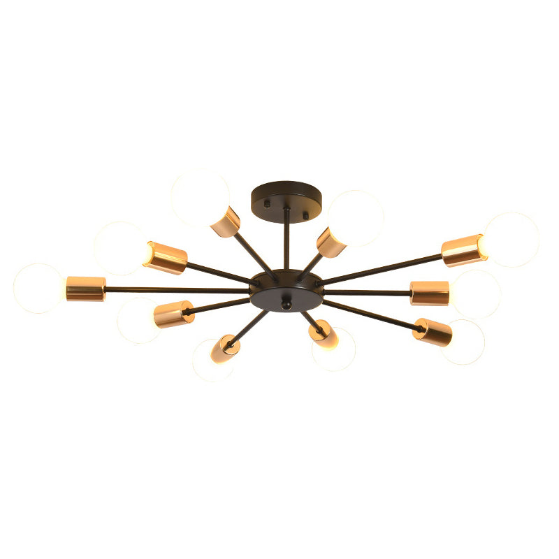 Blootgestelde metalen semi-gemonteerde verlichting Loft-stijl woonkamer semi-inbouwlamp in zwart