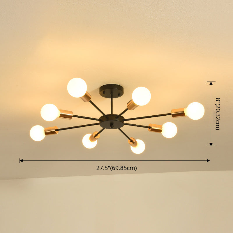 Blootgestelde metalen semi-gemonteerde verlichting Loft-stijl woonkamer semi-inbouwlamp in zwart