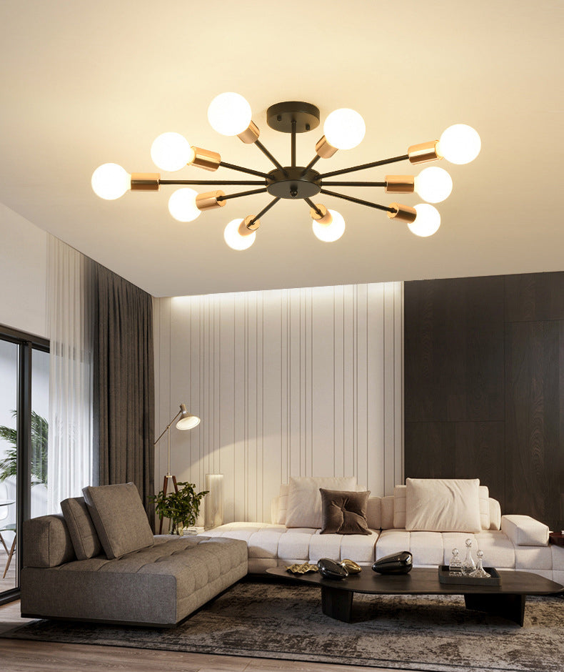 Blootgestelde metalen semi-gemonteerde verlichting Loft-stijl woonkamer semi-inbouwlamp in zwart