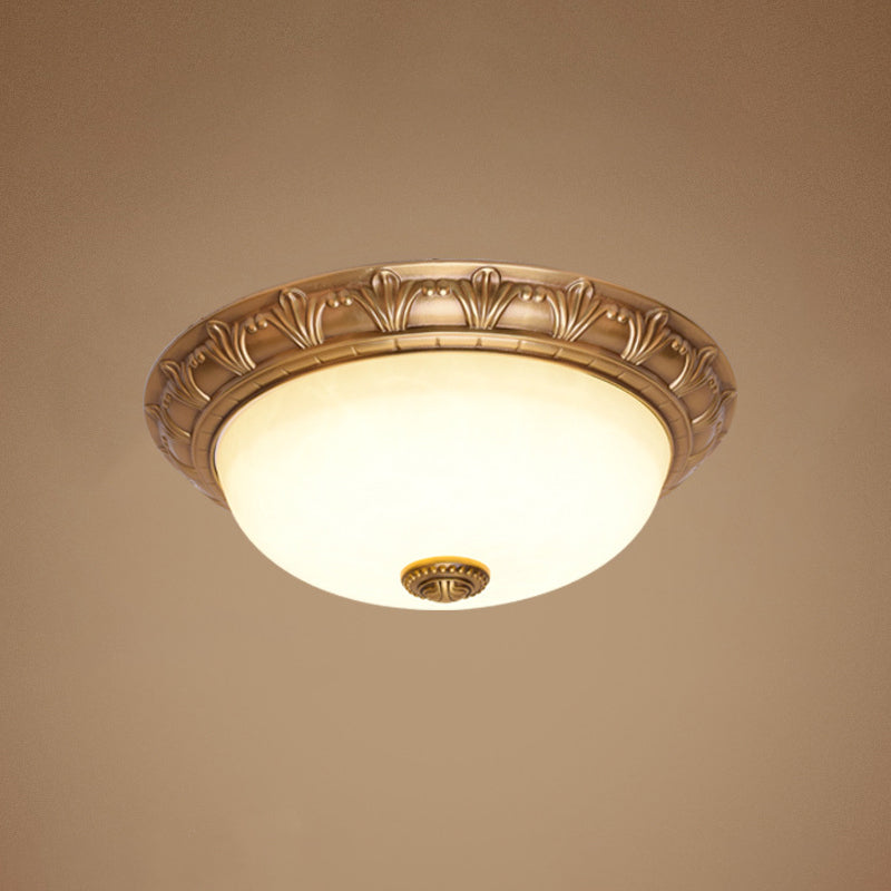 Bowl Flush Mount Light White Glass Traditional Flush Mount Spotlight for Bedroom