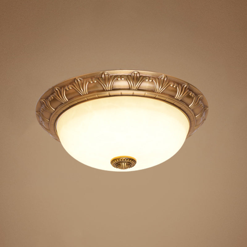 Bowl Flush Mount Light White Glass Traditional Flush Mount Spotlight for Bedroom