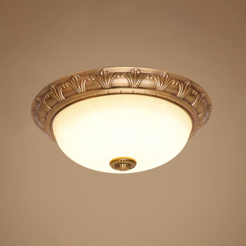 Bowl Flush Mount Light White Glass Traditional Flush Mount Spotlight for Bedroom