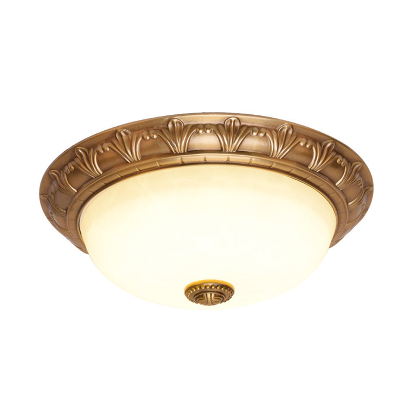 Bowl Flush Mount Light White Glass Traditional Flush Mount Spotlight for Bedroom