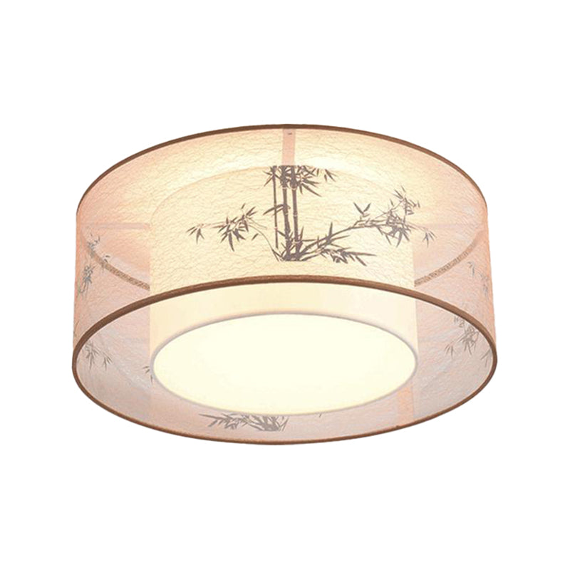 Geometric Flush Light Fabric Traditional Chinese style Flush-Mount Light Fixture for Living Room