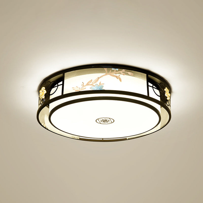 Geometrische Flush Mount Lighting Stoff Traditionelle Chinesische stil Flush Ceiling Licht-Leuchten für Schlafzimmer