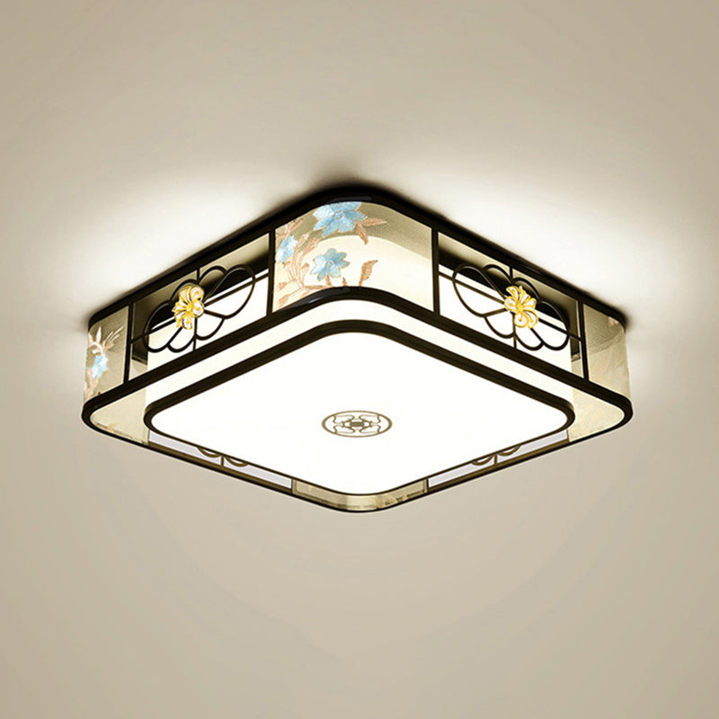 Geometrische Flush Mount Lighting Stoff Traditionelle Chinesische stil Flush Ceiling Licht-Leuchten für Schlafzimmer