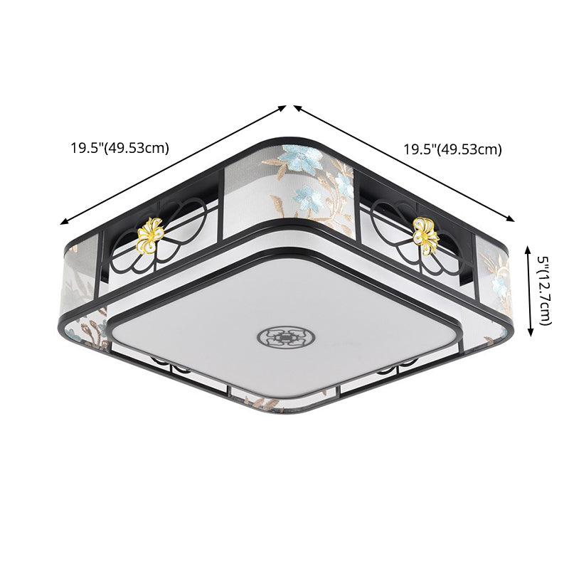 Geometrische Flush Mount Lighting Stoff Traditionelle Chinesische stil Flush Ceiling Licht-Leuchten für Schlafzimmer