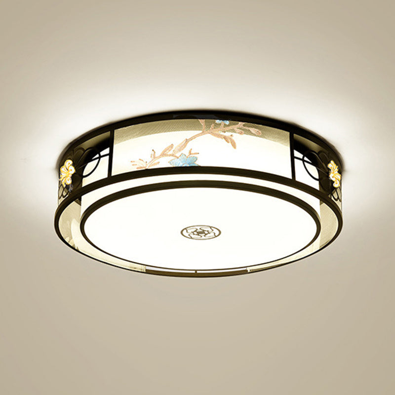 Geometrische Flush Mount Lighting Stoff Traditionelle Chinesische stil Flush Ceiling Licht-Leuchten für Schlafzimmer