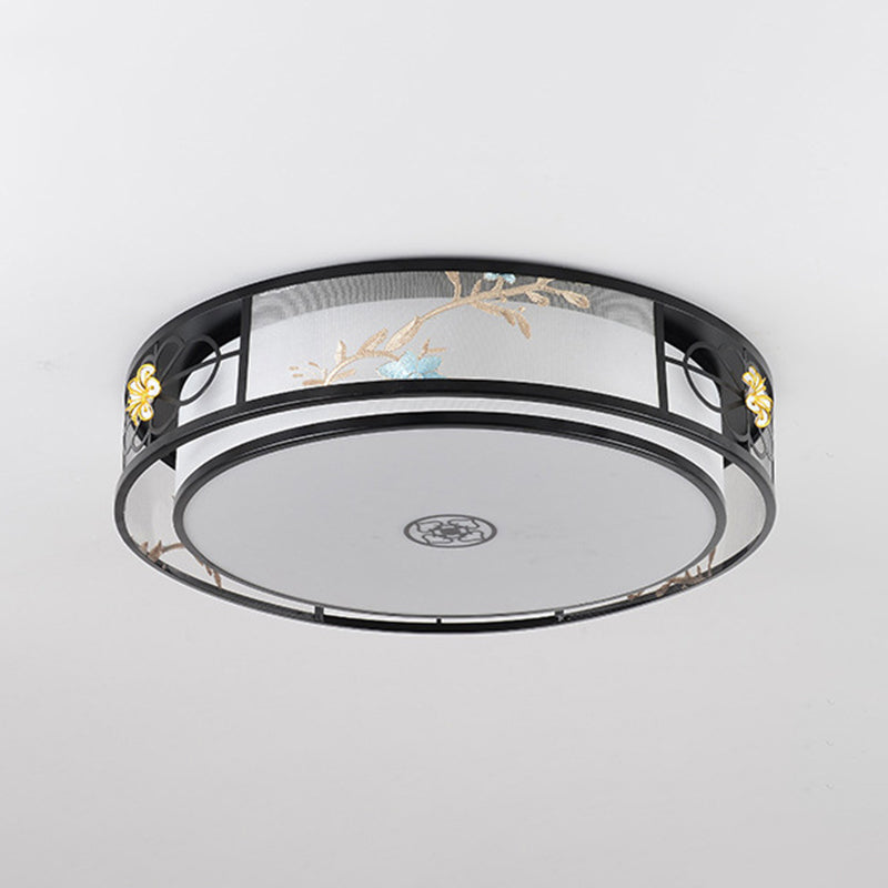Geometrische Flush Mount Lighting Stoff Traditionelle Chinesische stil Flush Ceiling Licht-Leuchten für Schlafzimmer