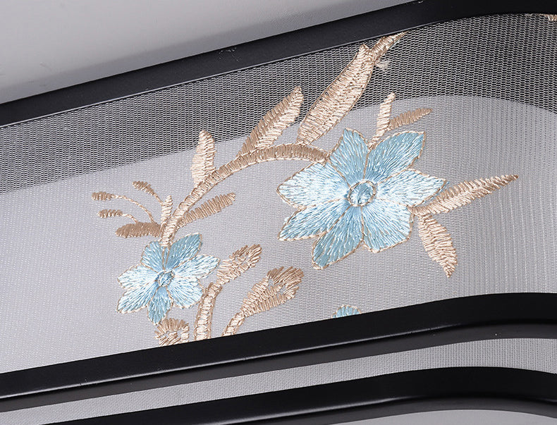 Geometrische Flush Mount Lighting Stoff Traditionelle Chinesische stil Flush Ceiling Licht-Leuchten für Schlafzimmer