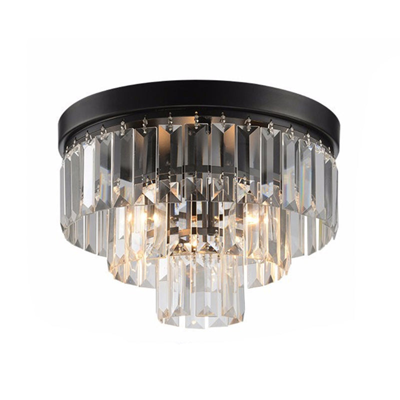 Ronde Flush Mount Licht Modern Minimalist 3-Tier Prismatic Crystal Slaapkamer Plafond Flush Mount