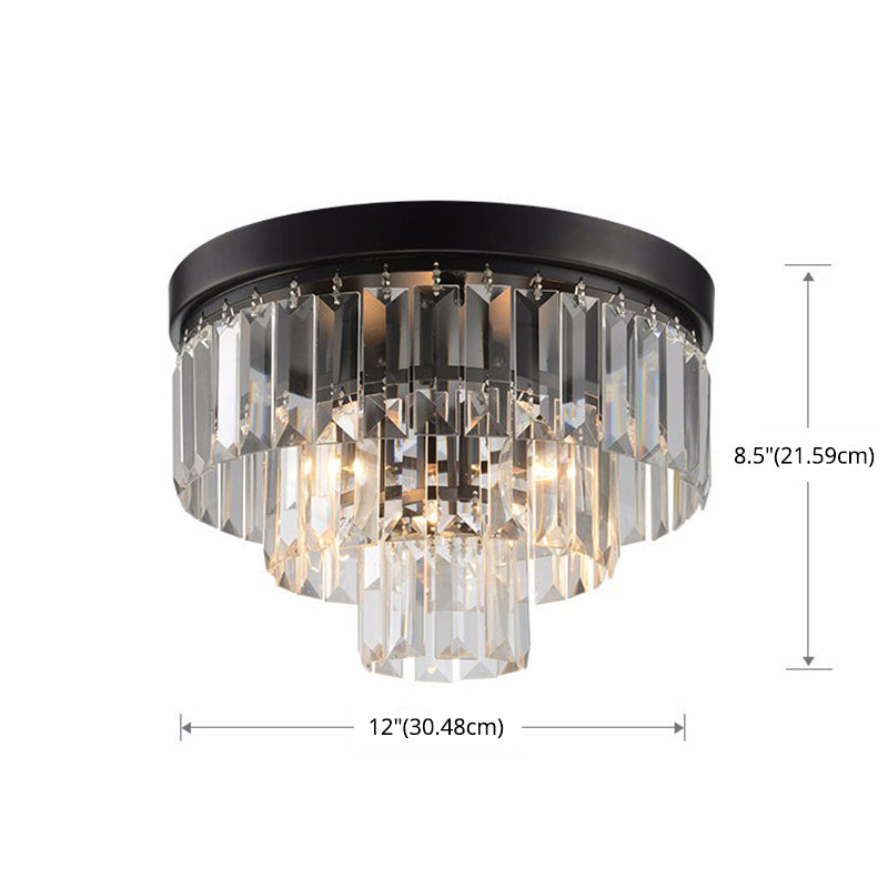 Ronde Flush Mount Licht Modern Minimalist 3-Tier Prismatic Crystal Slaapkamer Plafond Flush Mount