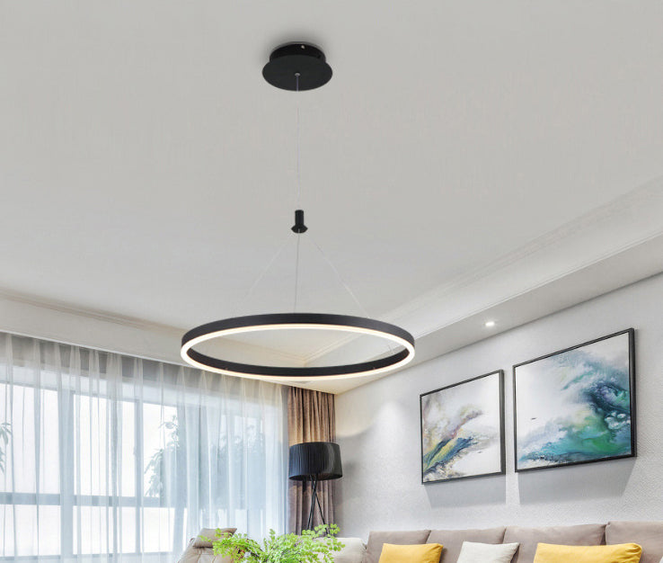Lampada a sospensione del soffitto della sala da pranzo circolare Acrilico LED minimalista LED LADO CON REGOLABILE ALTENZA