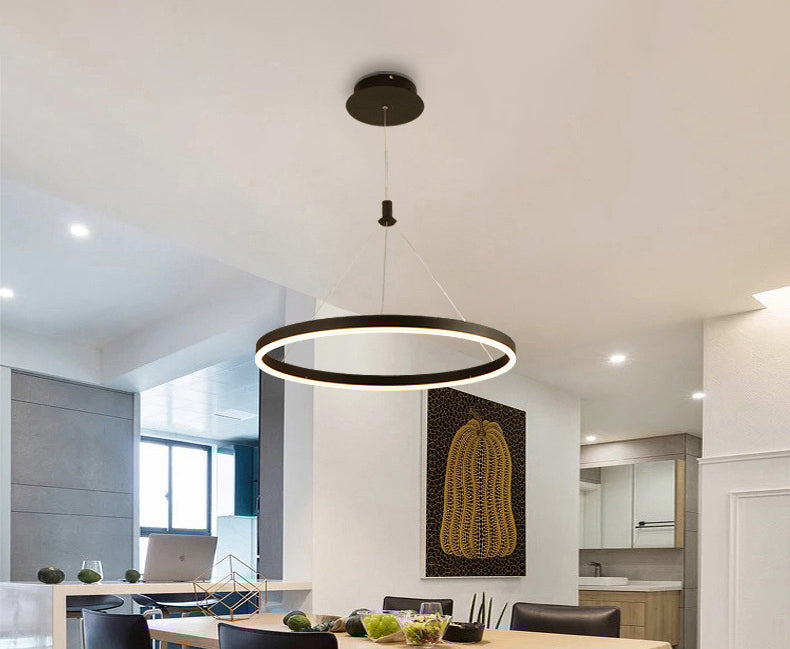 Lampada a sospensione del soffitto della sala da pranzo circolare Acrilico LED minimalista LED LADO CON REGOLABILE ALTENZA