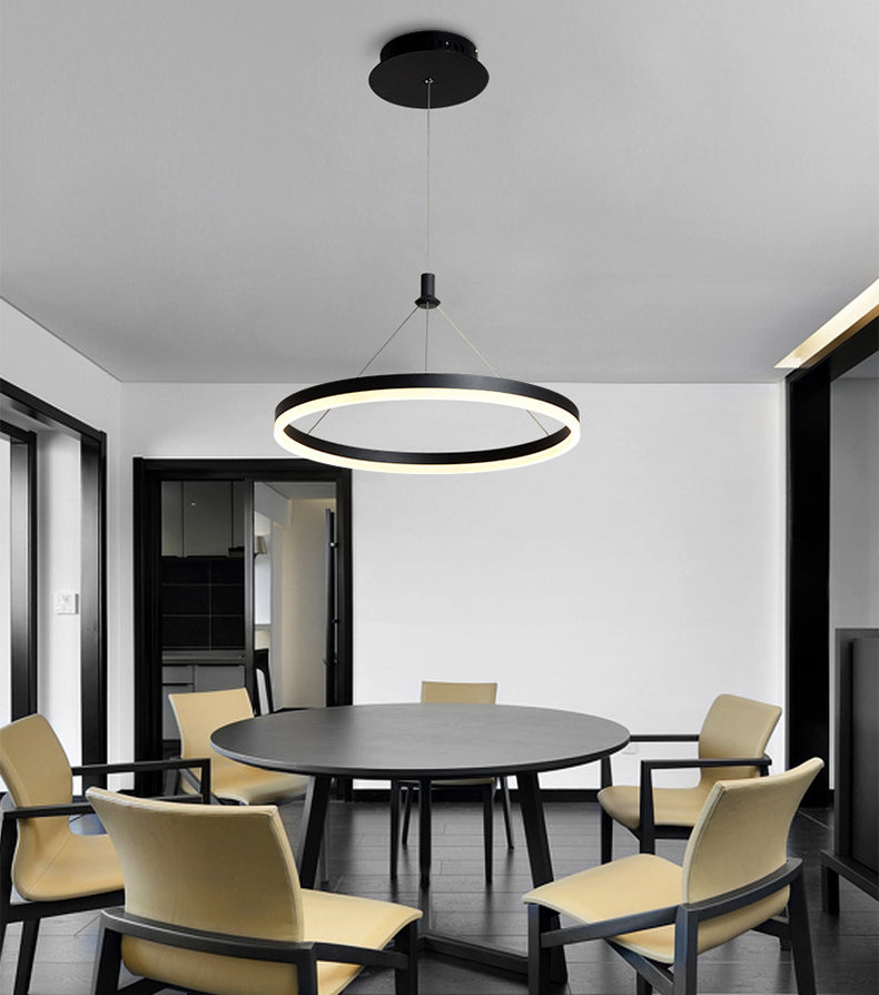Lampada a sospensione del soffitto della sala da pranzo circolare Acrilico LED minimalista LED LADO CON REGOLABILE ALTENZA