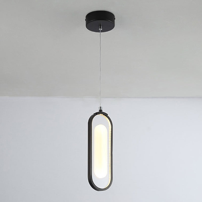 Simplicidad Péndulo oblongo Ligera acrílica La lámpara colgante de acrílico LED en negro