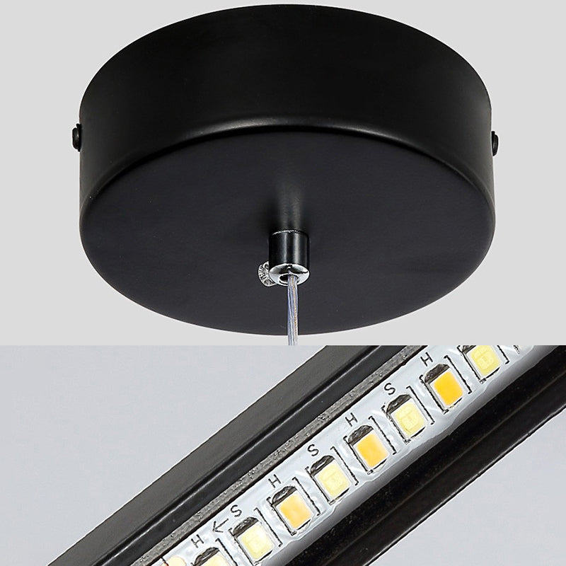 Simplicidad Péndulo oblongo Ligera acrílica La lámpara colgante de acrílico LED en negro