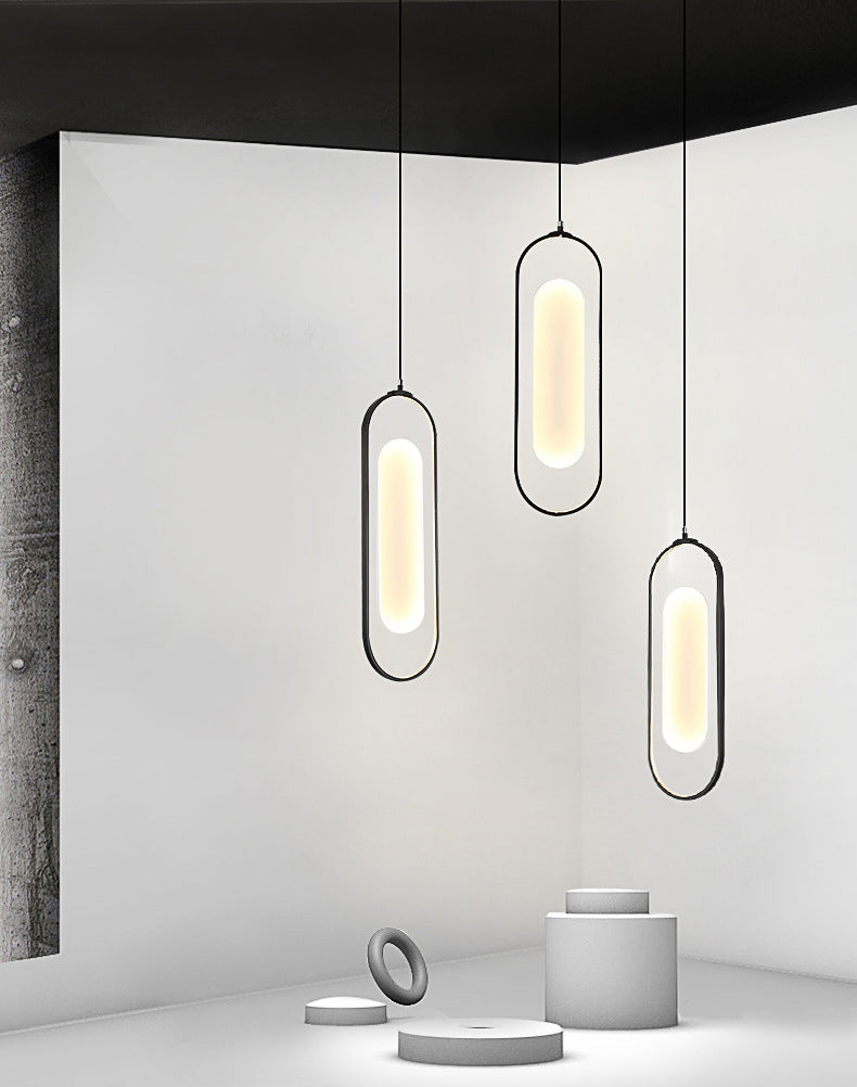 Simplicidad Péndulo oblongo Ligera acrílica La lámpara colgante de acrílico LED en negro