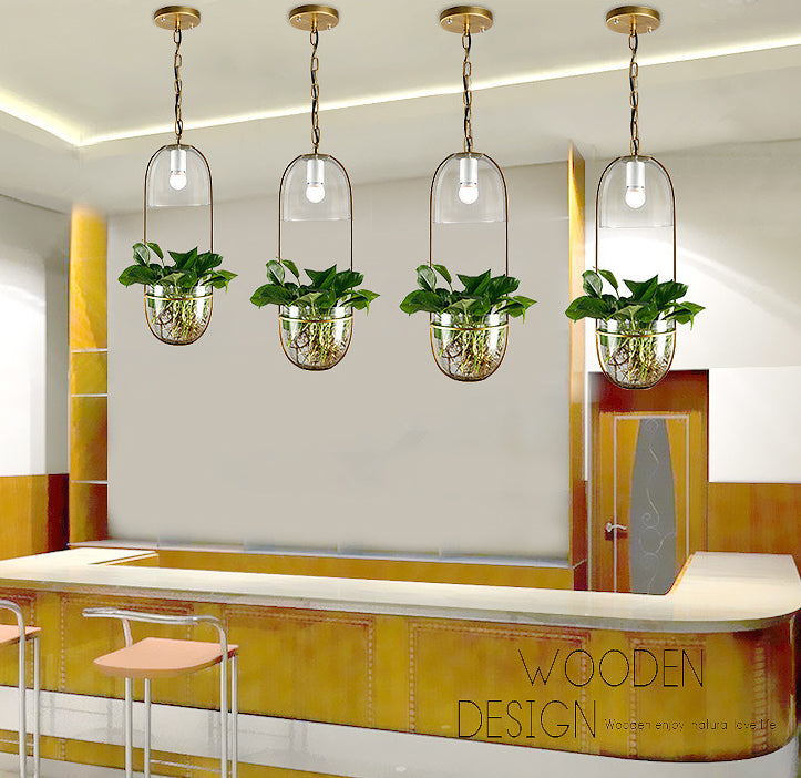 Luz de techo colgante Luz de techo de la sala de estar de loft con sombra de metal ovalado en oro (entrega sin plantas)