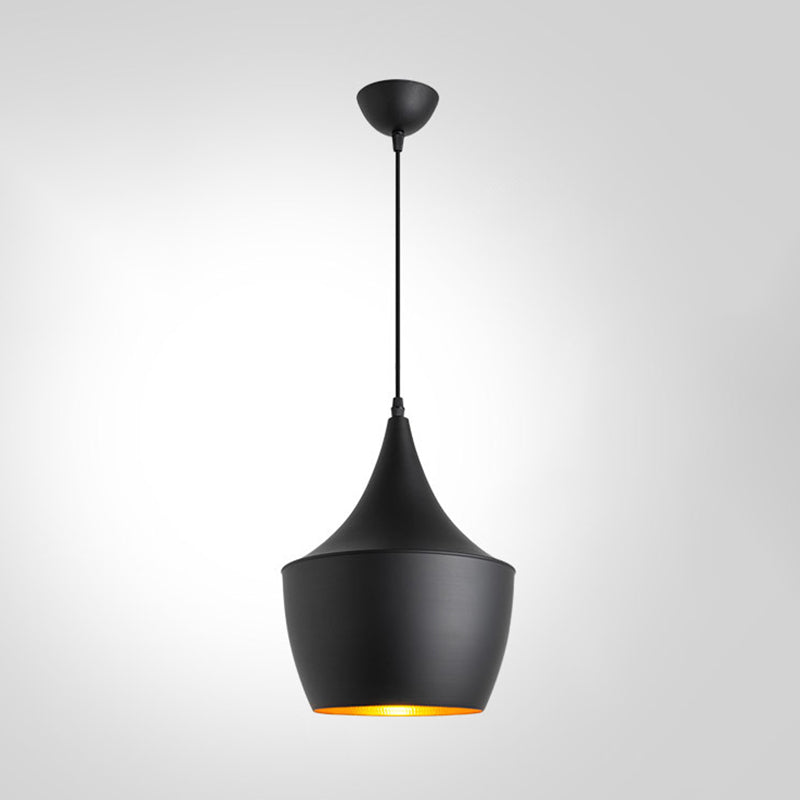 Black and Gold Inner Geometric Pendant Industrial Retro Metal 1-Light Bistro Hanging Light