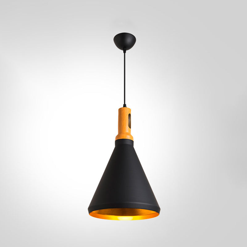 Black and Gold Inner Geometric Pendant Industrial Retro Metal 1-Light Bistro Hanging Light