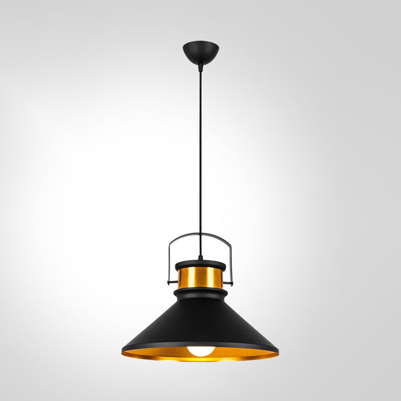 Black and Gold Inner Geometric Pendant Industrial Retro Metal 1-Light Bistro Hanging Light