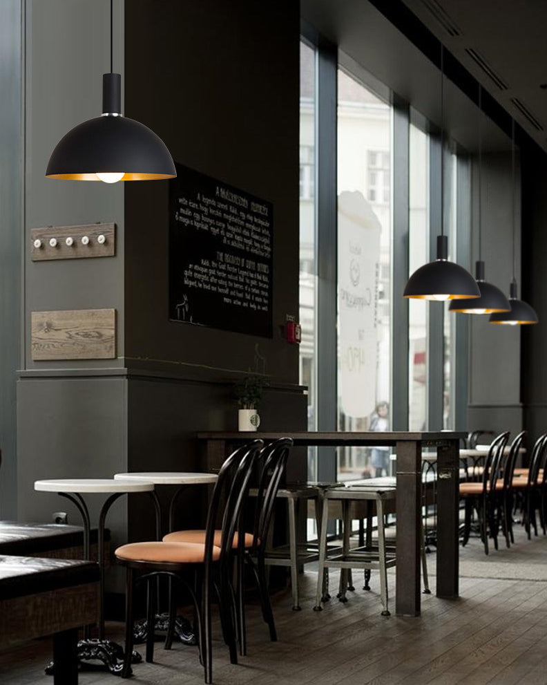 Black and Gold Inner Geometric Pendant Industrial Retro Metal 1-Light Bistro Hanging Light