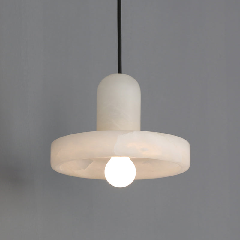 Lámpara de techo colgante de mica nórdica de suspensión en forma de sombrero blanco para comedor para comedor