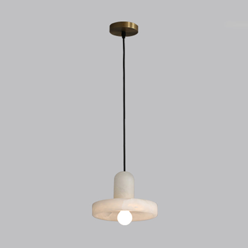 Lámpara de techo colgante de mica nórdica de suspensión en forma de sombrero blanco para comedor para comedor