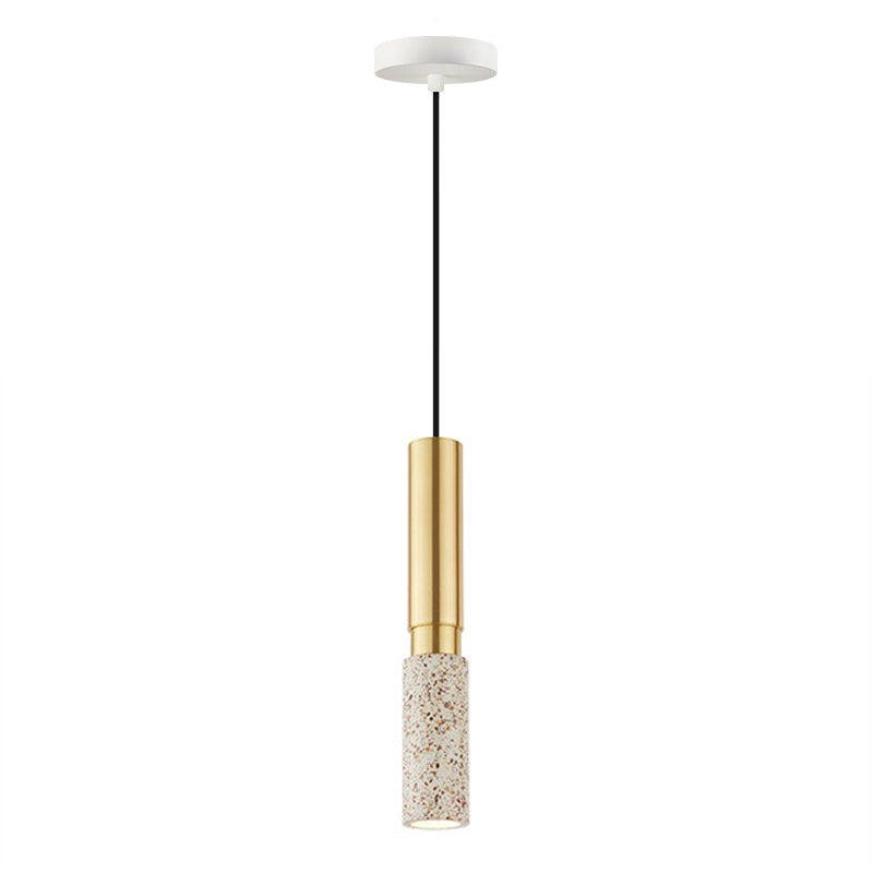 Tubular Stone Pendant Light Fixture Postmodern 1 Bulb Hanging Lamp for Bedroom