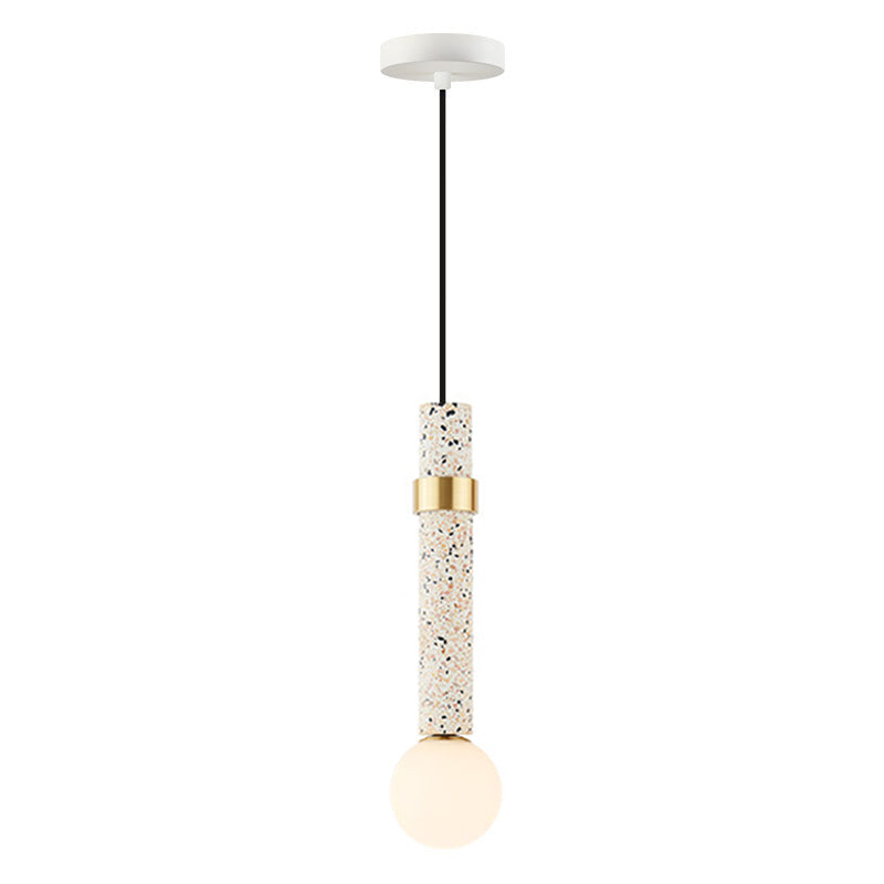 Tubular Stone Pendant Light Fixture Postmodern 1 Bulb Hanging Lamp for Bedroom