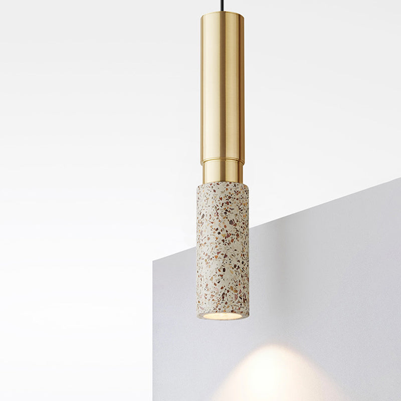 Tubular Stone Pendant Light Fixture Postmodern 1 Bulb Hanging Lamp for Bedroom