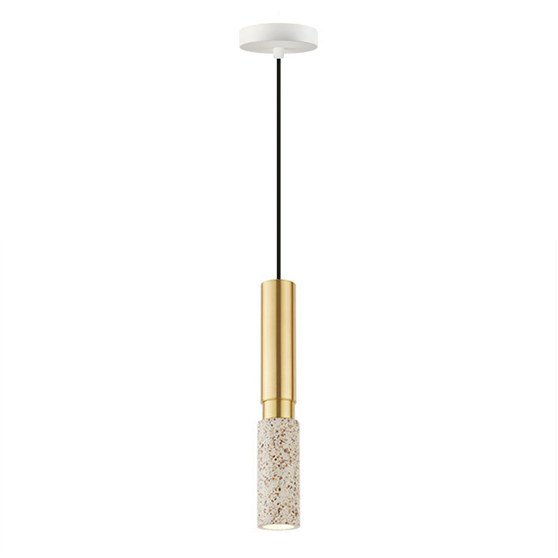 Tubular Stone Pendant Light Fixture Postmodern 1 Bulb Hanging Lamp for Bedroom