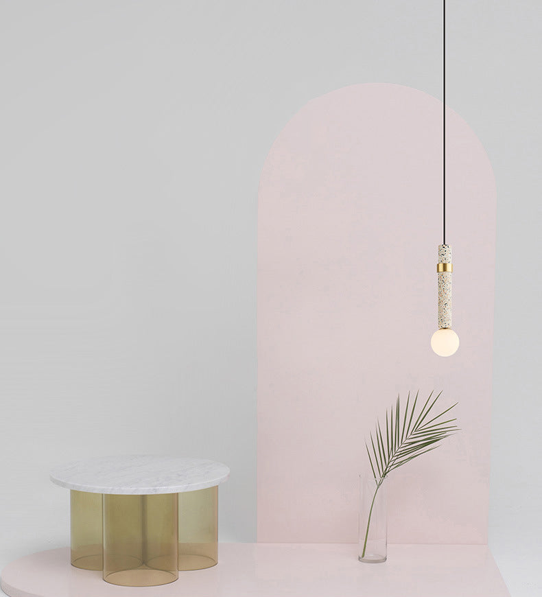 Tubular Stone Pendant Light Fixture Postmodern 1 Bulb Hanging Lamp for Bedroom