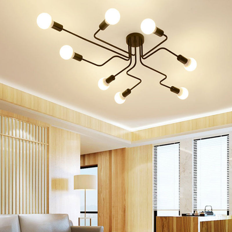 Montura de Enredo Negro de Enredo Semivaciado de Luz Minimalista Industrial Minimalista