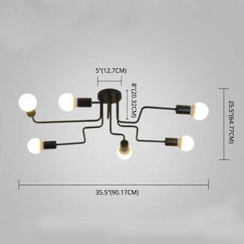 Montura de Enredo Negro de Enredo Semivaciado de Luz Minimalista Industrial Minimalista