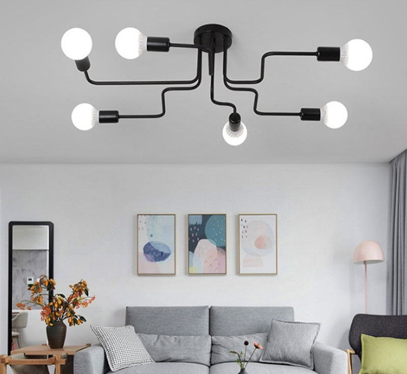 Montura de Enredo Negro de Enredo Semivaciado de Luz Minimalista Industrial Minimalista